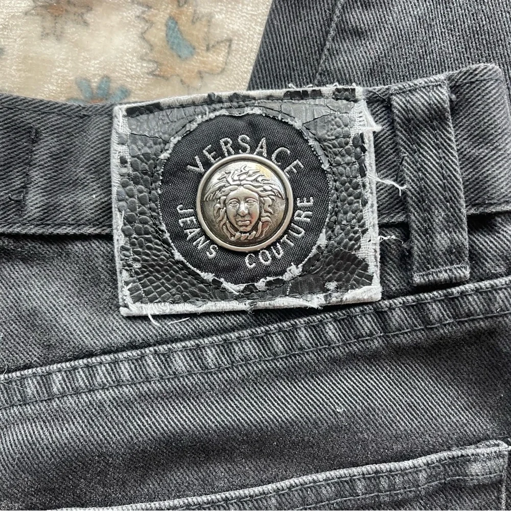 Versace Y2K High Waist Charcoal Black Straight Leg Jeans - Picture 5 of 10